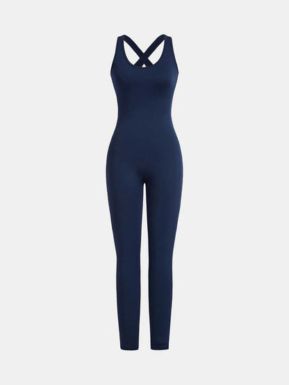 Zip up Crop Top & Cut Out Overalls Jumpsuit Two-Piece Set